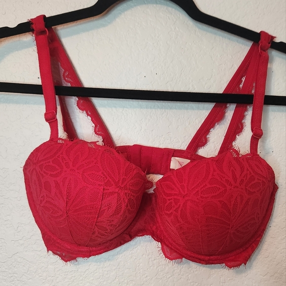 Victoria Secret PINK Date Push-Up Red Bra, Size‎ 34DD - Picture 1 of 8